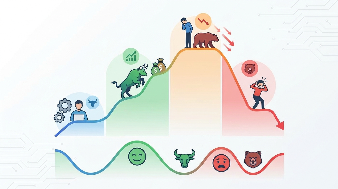 Stock market cycle phases bull bear market visualization