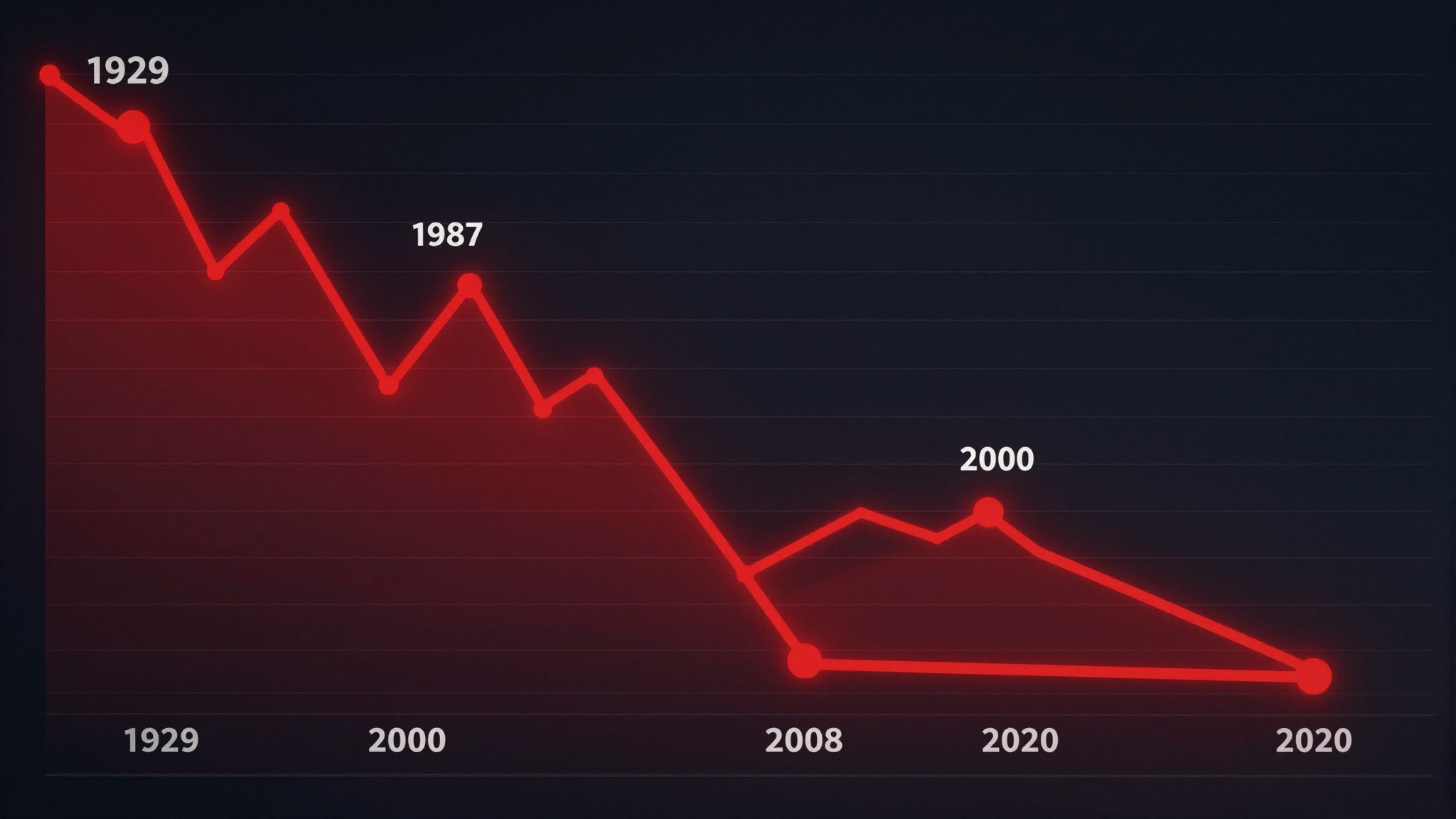 Historical stock market crashes timeline and drawdowns